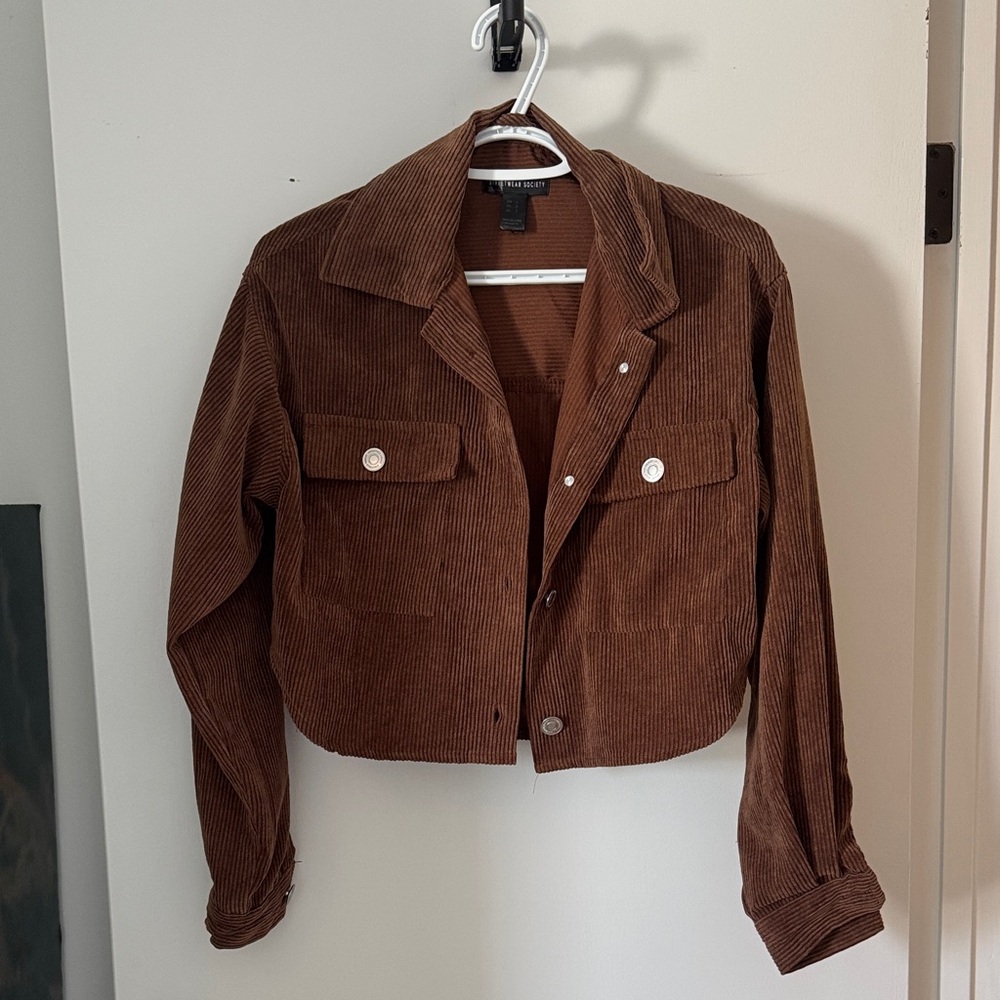 Streetwear Society Brown Corduroy Cropped Jacket
